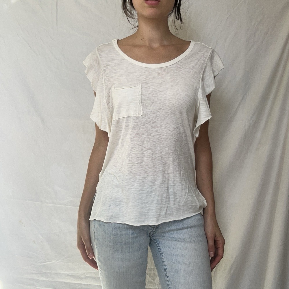Free People Ruffle Sleeve Ivory Top Whimsy Fairy Boho